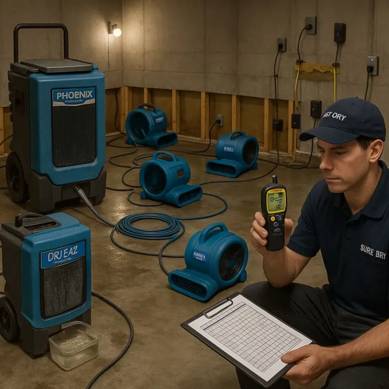 Structural Drying and Dehumidification process in San Leandro, CA